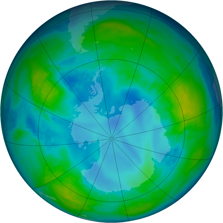 Antarctic ozone map for 07 May 1990